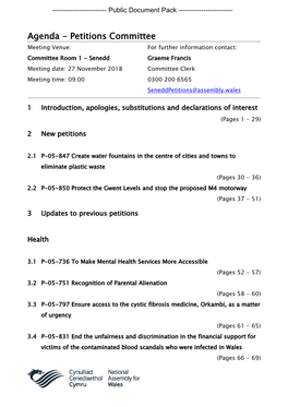 (Public Pack)Agenda Document for Petitions Committee, 27/11/2018 09