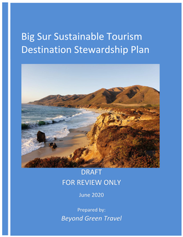 Big Sur Sustainable Tourism Destination Stewardship Plan