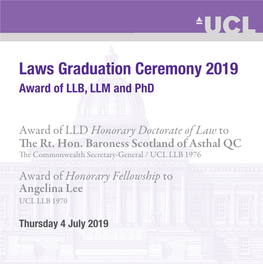 Laws Graduation Ceremony 2019 Award of LLB, LLM and Phd