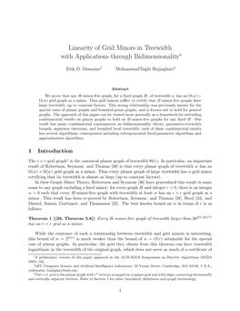 Linearity of Grid Minors in Treewidth with Applications Through Bidimensionality∗