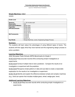 1 - Partnerships Implementing Engineering Education Worcester Polytechnic Institute – Worcester Public Schools Supported By: National Science Foundation