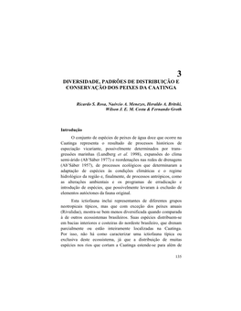 Diversidade, Padrões De Distribuição E Conservação Dos Peixes Da Caatinga