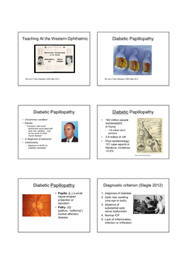 Diabetic Papillopathy Diabetic Papillopathy