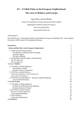 EU – US Risk Policy in the European Neighborhood: the Cases of Moldova and Georgia