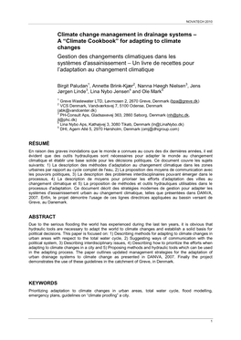 Climate Change Management in Drainage