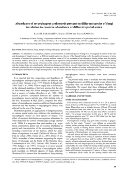 Abundance of Mycophagous Arthropods Present on Different Species of Fungi in Relation to Resource Abundance at Different Spatial Scales