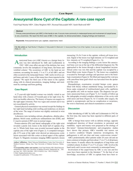 Aneurysmal Bone Cyst of the Capitate: a Rare Case Report