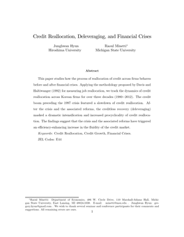 Credit Reallocation, Deleveraging, and Financial Crises