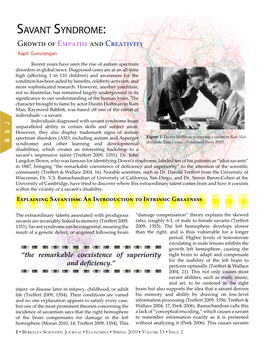 Savant Syndrome: Growth of Empathy and Creativity Kapil Gururangan