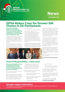 GPSA Makes Case for Grower GM Choice in SA Parliament South Australian Grain Their Farming System