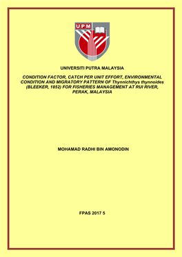 Condition Factor, Catch Per Unit Effort, Environmental