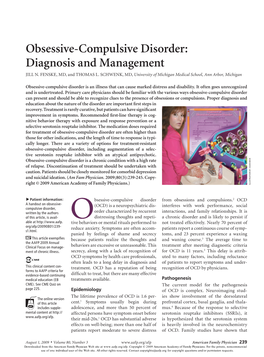 Obsessive-Compulsive Disorder: Diagnosis and Management JILL N