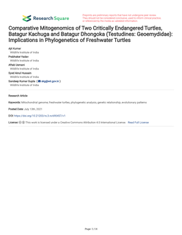 Comparative Mitogenomics of Two Critically