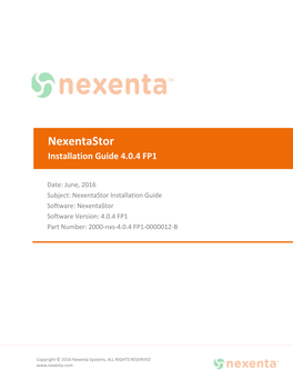 Nexentastor Installation Guide 4.0.4 FP1