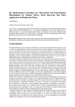 (Micro Tonal Intervals) and Their Application in Hindustani Music