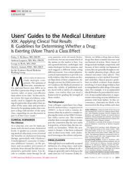 Users' Guides to the Medical Literature