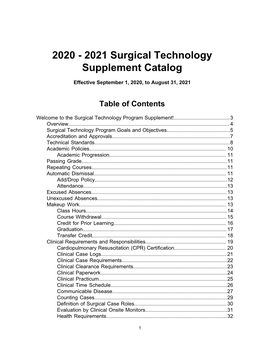 2020 - 2021 Surgical Technology Supplement Catalog