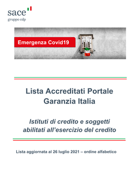 Lista Accreditati Portale Garanzia Italia