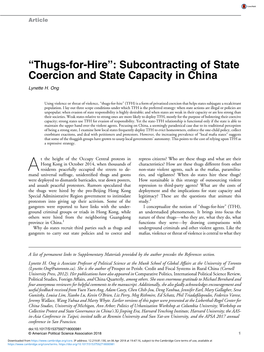 Thugs-For-Hire”: Subcontracting of State Coercion and State Capacity in China