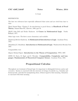 Propositional Calculus