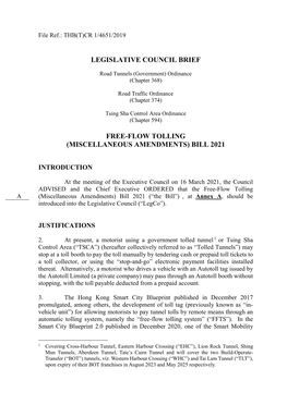 Legislative Council Brief Free-Flow Tolling