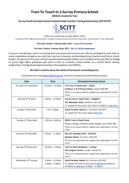 Train to Teach in a Surrey Primary School 2020/21 Academic Year