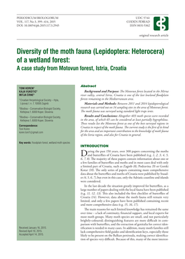 Diversity of the Moth Fauna (Lepidoptera: Heterocera) of a Wetland Forest: a Case Study from Motovun Forest, Istria, Croatia