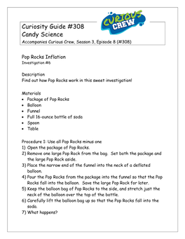 Curiosity Guide #308 Candy Science