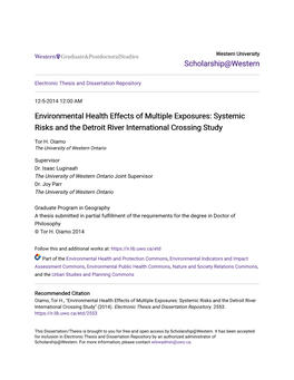 Environmental Health Effects of Multiple Exposures: Systemic Risks and the Detroit River International Crossing Study