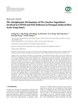 The Alexipharmic Mechanisms of Five Licorice Ingredients Involved in CYP450 and Nrf2 Pathways in Paraquat-Induced Mice Acute Lung Injury