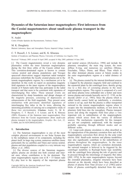 Dynamics of the Saturnian Inner Magnetosphere: First Inferences from the Cassini Magnetometers About Small-Scale Plasma Transport in the Magnetosphere N