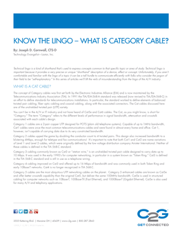 KNOW the LINGO – WHAT IS Category CABLE?