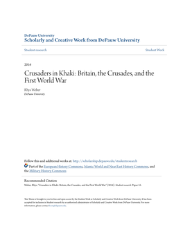 Britain, the Crusades, and the First World War Rhys Weber Depauw University