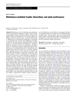 Disturbance-Mediated Trophic Interactions and Plant Performance