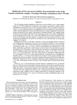 And Zircon (Zrsio) from Anorthositic Rocks of the Laramie Anorthositecomplexo Wyoming: Petrologic Consequencesand U-Pb Ages
