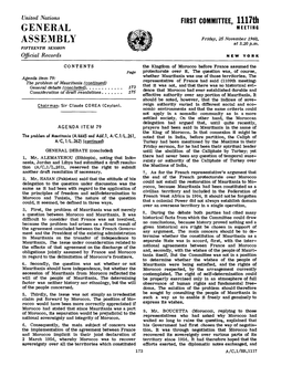 General Assembly- Fifteenth Session- First Committee the Protests Made and Reservations Presented to Integrity of a State Was Being Threatened