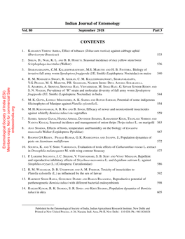 Indian Journal of Entomology CONTENTS