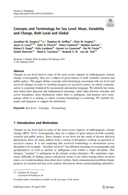 Concepts and Terminology for Sea Level: Mean, Variability and Change, Both Local and Global