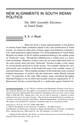 The 2001 Assembly Elections in Tamil Nadu