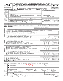 Form 990 for Fiscal Year Ending June 30, 2019