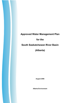 Approved Water Management Plan for the South Saskatchewan River Basin (Alberta)