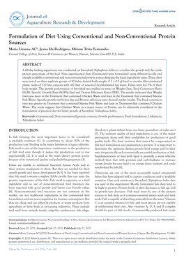 Formulation of Diet Using Conventional and Non