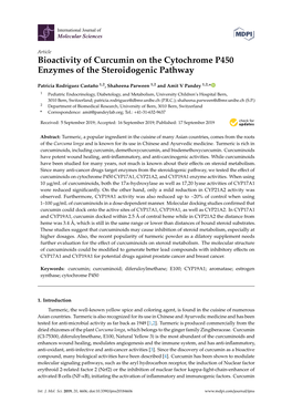 Bioactivity of Curcumin on the Cytochrome P450 Enzymes of the Steroidogenic Pathway