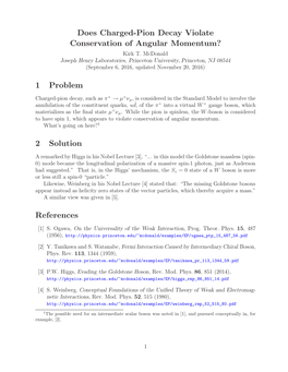 Does Charged-Pion Decay Violate Conservation of Angular Momentum? Kirk T