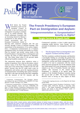 The French Presidency's European Pact on Immigration and Asylum