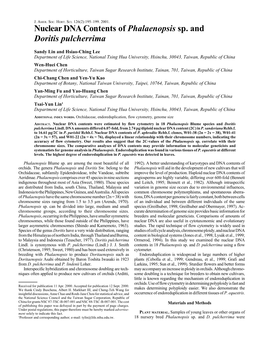 Nuclear DNA Contents of Phalaenopsis Sp. and Doritis Pulcherrima