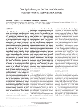 Geophysical Study of the San Juan Mountains Batholith Complex, Southwestern Colorado