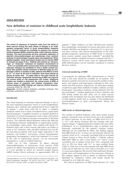 MINI-REVIEW New Definition of Remission in Childhood Acute