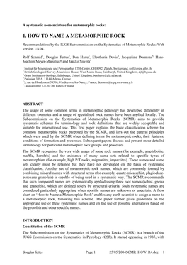 A Systematic Nomenclature for Metamorphic Rocks