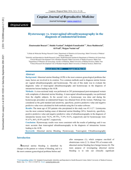 Hysteroscopy Vs. Transvaginal Ultraultrasonography in the Diagnosis of Endometrial Lesions